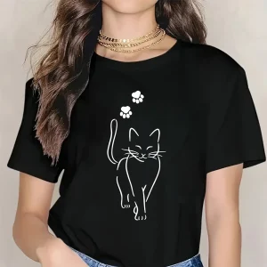Women's T-shirt Summer Loose Clothing Date Top Round Neck Comfortable Short Sleeve Fashion Pattern Women's Elegant T-shirt
